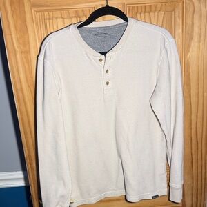 Eddie Bauer Men's Off-White Henley Long Sleeve Shirt